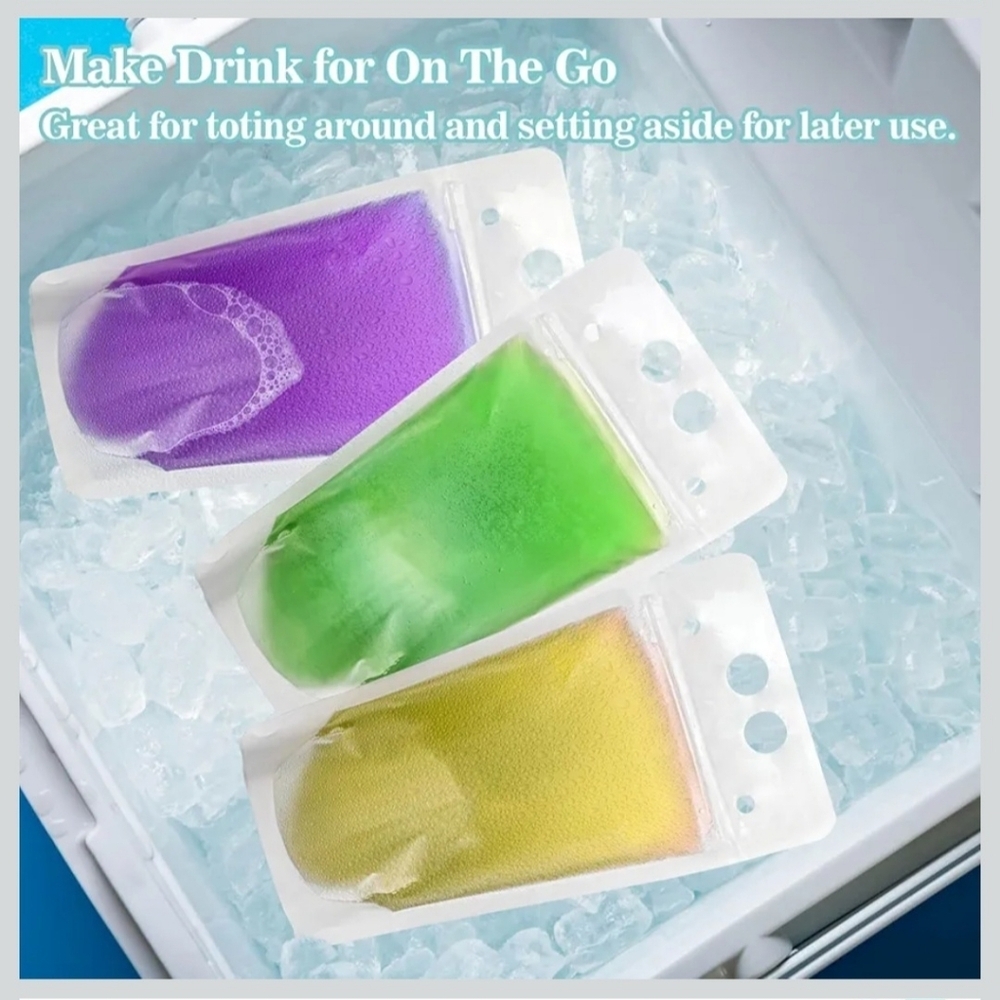 NWT Reusable Plastic 17 oz Drink Pouches w/Straw Self-standing Price Is For 4! - Picture 8 of 8